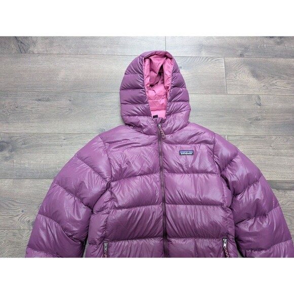 Patagonia Kids Girls' Jacket Size XL (14) Hi Loft Purple Down Hoody - Picture 3 of 9